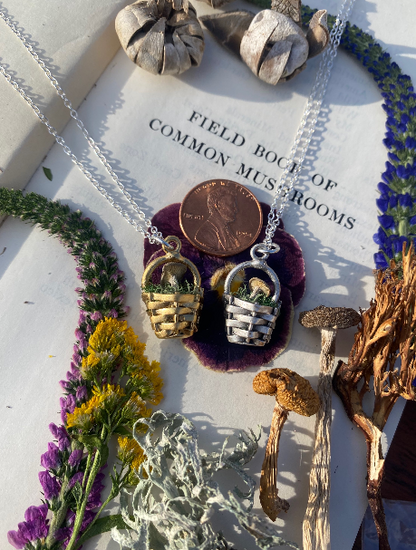 Tiny Foraging Basket Necklace